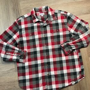 Carhartt Flannel Shacket Mens Extra Large Red Gray Black Plaid Heavyweight Work